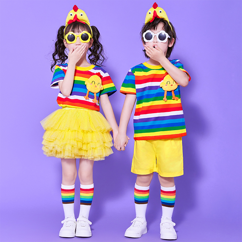 Children's Performance Costumes for Children's Day, Cute Chicken Dance Costumes for Kindergarten, Tutu Skirts, Cheerleading Costumes for Primary School Students