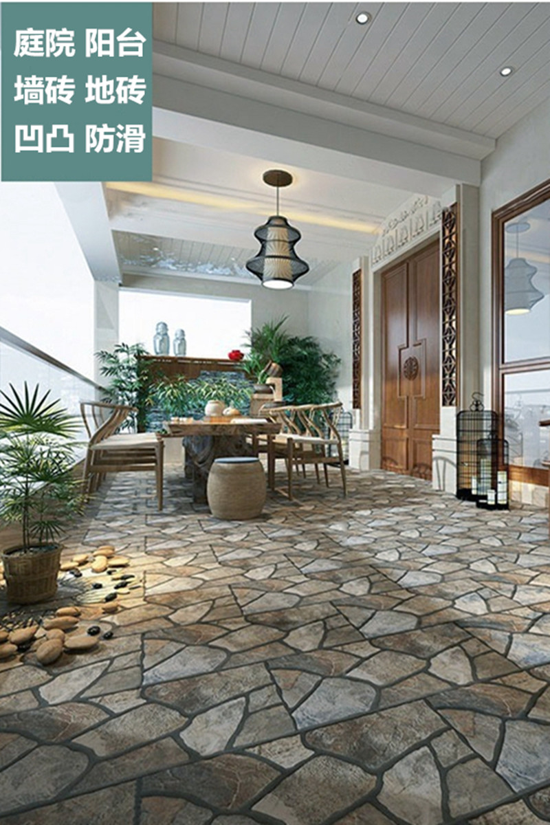 Imitation Stone Pattern Ground Floor Outdoor Patio Yard Garden Antifreeze Outdoor Open-air Balcony 300x600 Villa Outer Wall Brick