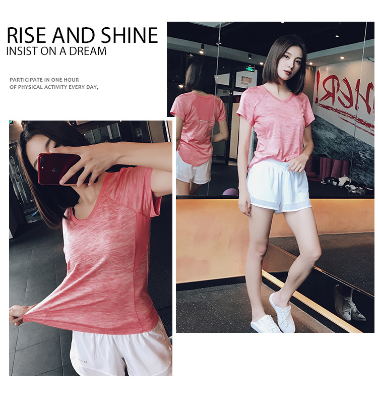 New Yoga quần áo nữ kích thước lớn đêm chạy phản quang lỏng nhanh khô T-Shirt thể thao chuyên nghiệp ngắn tay áo thể dục quần áo nữ áo thun reebok