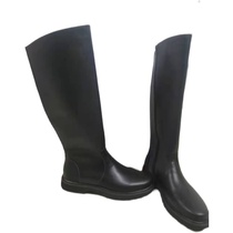 Campus flag class boots round toe solid color high tube top layer cowhide zipper drum boots