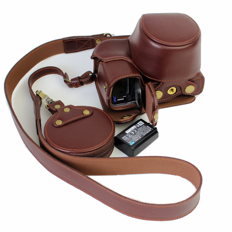 Applicable Sony micro single eye camera camera bag A6000 A6100 protection leather cover A6300 A6400 genuine leather shoulder strap