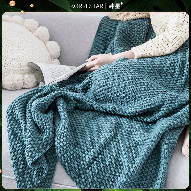 Han Starry Nap Knit Blanket Air Conditioning Nordic Sofa Small Cover Blanket Dorm Room Single Office Shawl Wool Blanket