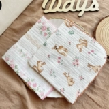 Брендовый марлевый детский носовой платок для умывания, детские влажные салфетки для лица, слюнявчик, в корейском стиле, цветочный принт