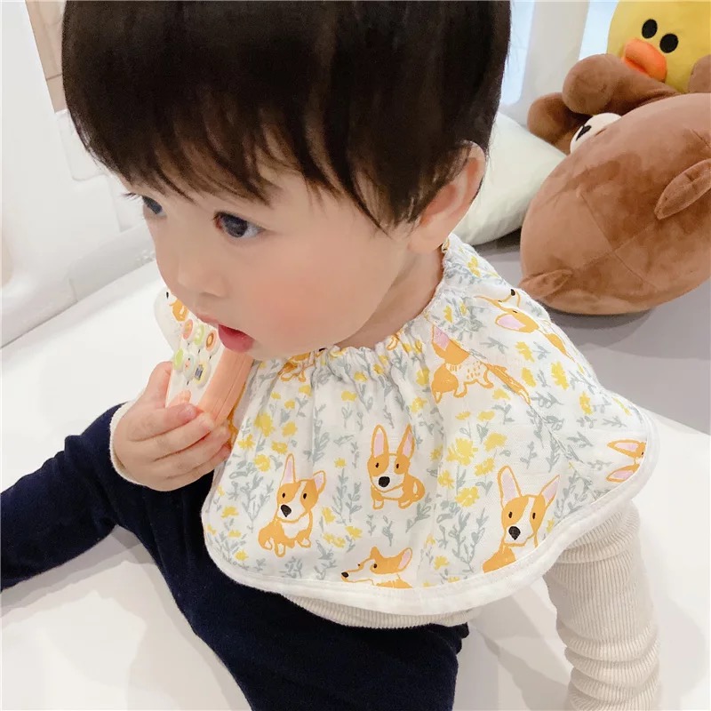 Summer thin saliva towel baby 360 degree rotatable round bib Baby cotton gauze plus bib