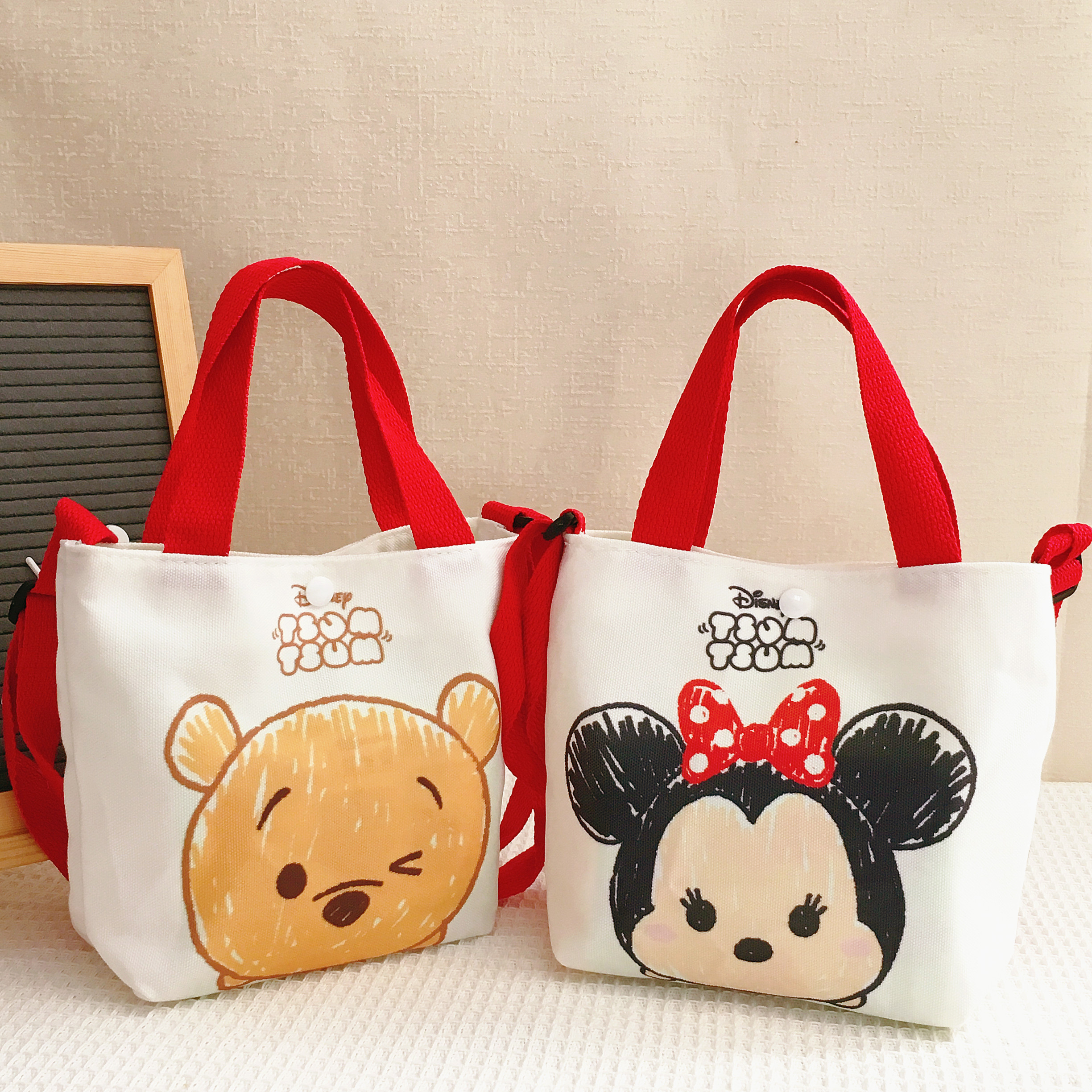 Children's canvas storage bag messenger bag milk bottle diaper bag baby hanging bag baby mommy stroller bag