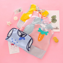(Clearance) Childrens dining clothes baby food kindergarten painting clothes waterproof bibs sleeveless anti-dressing