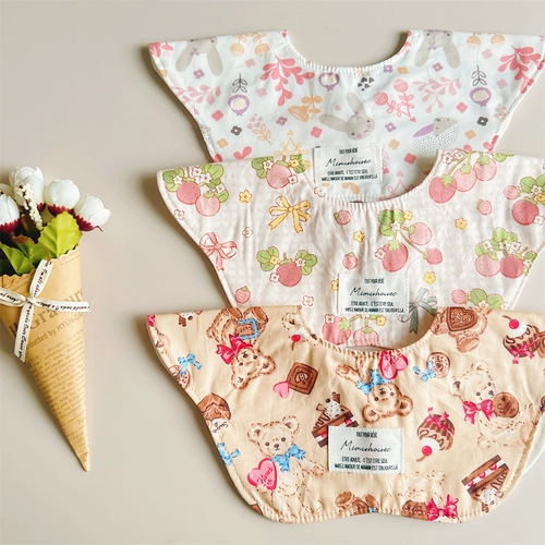 Детский слюнявчик, хлопковый водонепроницаемый нагрудник для еды, в корейском стиле, с карманом, в цветочек