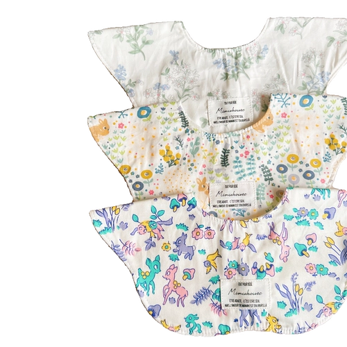 Детский слюнявчик, хлопковый водонепроницаемый нагрудник для еды, в корейском стиле, с карманом, в цветочек