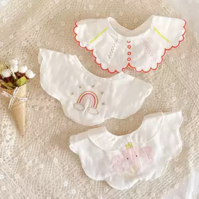 Korean version of ins thin saliva towel 360 degree rotatable baby flower petals cotton small bib baby spit milk