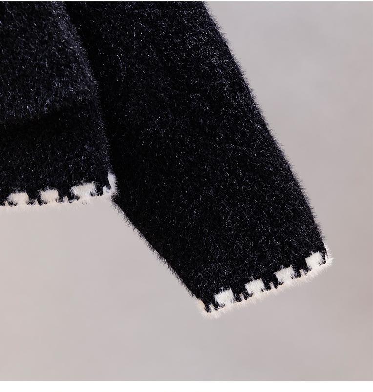 Cardigan tricoté de style Xiaoxiang 2023 automne et hiver nouvel article, pull col en V en fourrure de vison chenille manteau pour femme_voghion.com