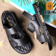 Old Man's Head Sandals Men's Summer Leather Beach Shoes 2024 New Casual Dad Non-Slip Thick Soled Sandals and Slippers