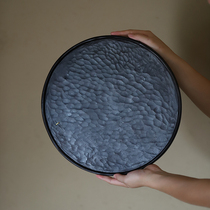 Army hand-made whole wood handmade dry bubble tray Tea Tray storage tray Chinese paint Japanese round retro wood tea tray