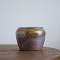 Wood-chen studio firewood burnt coarse ceramic quaint natural downy grey tea set washed by water and built water square pittoon tea wash