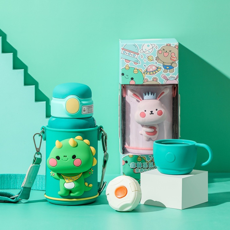 Cartoon Straw Insulated Cup Children Portable Kindergarten Baby Anti-Fall Water Cup Elementary School Students 316 Food Grade Kettle