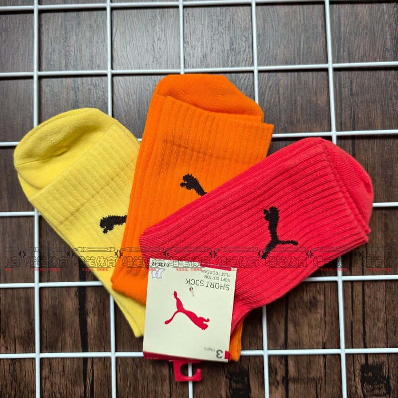 Puma Mid-Calf Socks, Three Pairs, Unisex, Summer Thin Style, Colorful Versatile Mid-Top Sports Socks 935829