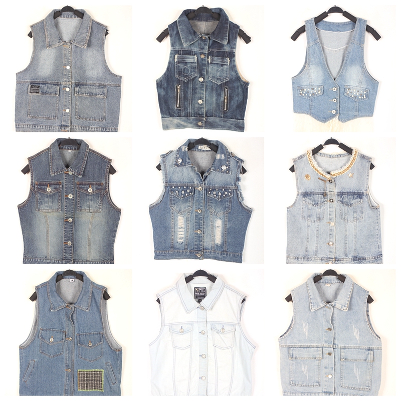 X3 Vintage Retro Student Party Style Spicy Girl Frayed Distressed Short Denim Vest Outerwear Jacket