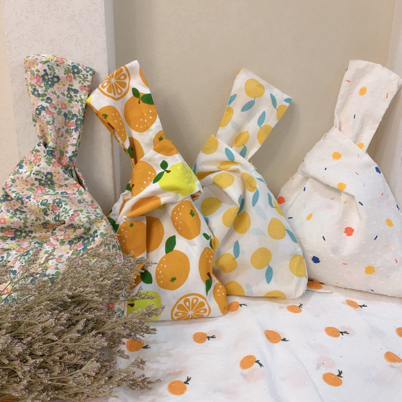 Summer Fairy Japanese-Style Floral Cross Cotton Handbag Women's Open Tote Bag Mobile Phone Small Bag Mom Shopping Bag