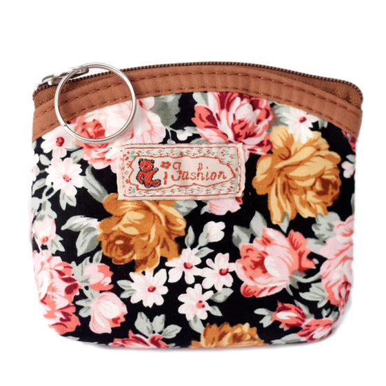 迷你花朵布艺复古老人女纯棉小清新零钱包硬币包超薄口袋包小钱包