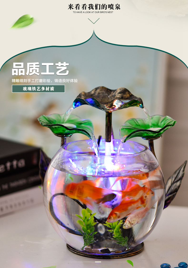 Nhà phòng khách nhỏ fish tank nước tủ TV trang trí gốm đài phun nước máy tính để bàn tạo độ ẩm sáng tạo món quà sinh nhật