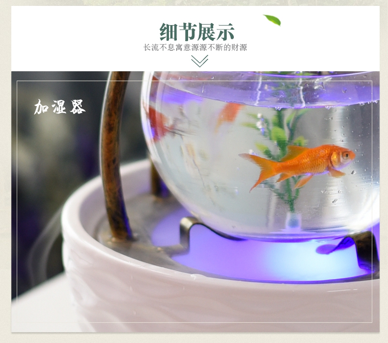 Nhà phòng khách nhỏ fish tank nước tủ TV trang trí gốm đài phun nước máy tính để bàn tạo độ ẩm sáng tạo món quà sinh nhật