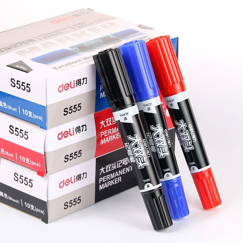 Able Big Double Head of the pen Singular Pen Oily Debit Pen S555 Red Blue Black Logistic Box Head Tick Mark Pen