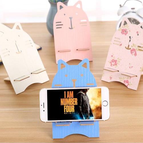 Student Office Super Cute Wooden Phone Holder Small Bear Small Cat Mobile Phone Rack Versatile Sloth Cell Phone Shelf