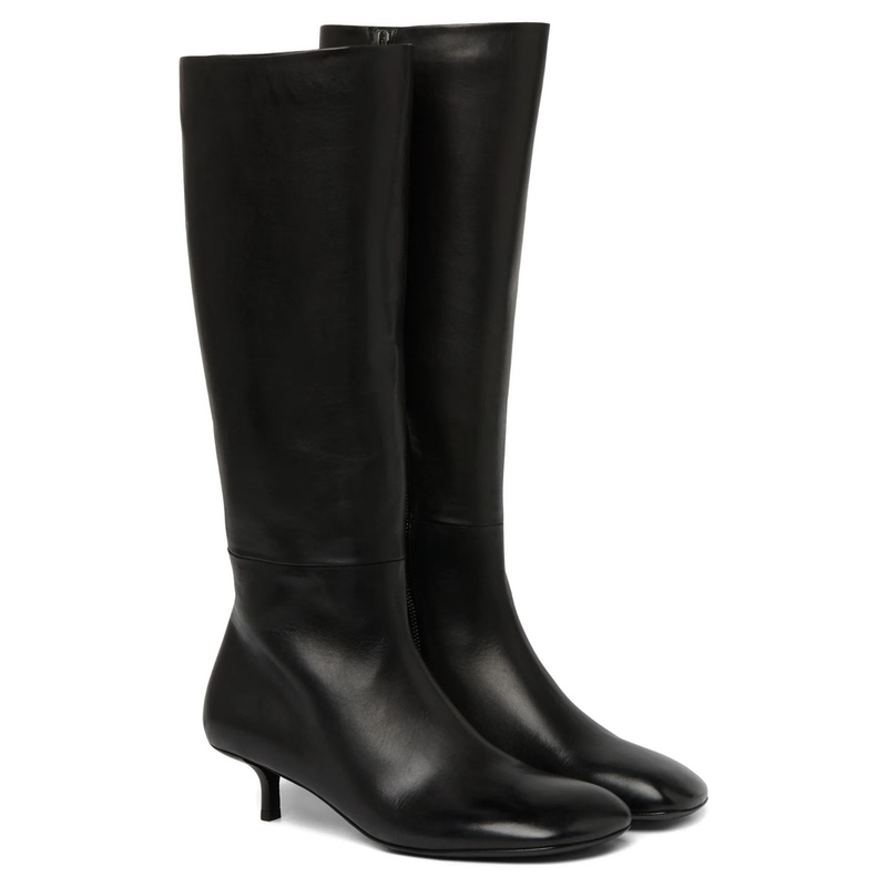 Anndeemueleter Kitten Heel Flat Boots Low Heel Long Boots Side Zipper Genuine Leather Boots Square Toe High Boots Anndeemueleter Kitten Heel Flat Boots Low Heel Long Boots Side Zipper Genuine Leather Boots Square Toe High Boots