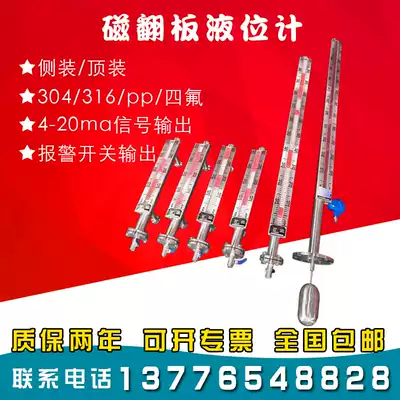 304 316L PP Lining Teflon Magnetic Flap Level Gauge Boiler Water Tank Level Meter Magnetic Floating Ball