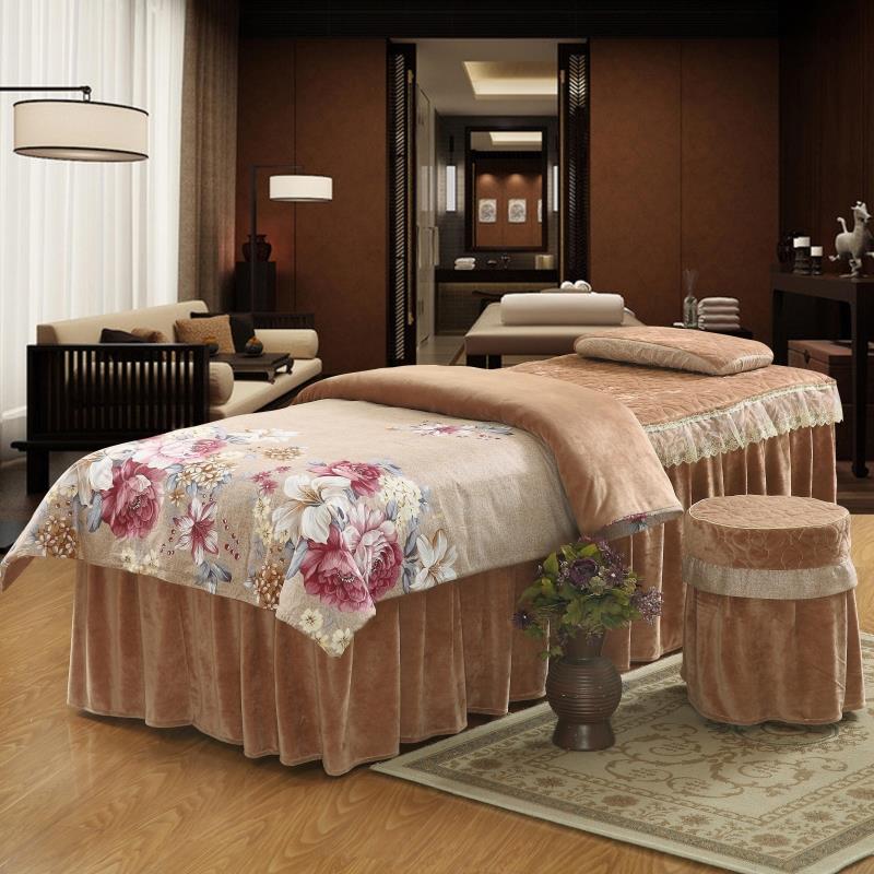 bảng cao cấp denim bedspread massage vẻ đẹp châu Âu đặt ra thẩm mỹ viện nhỏ gọn và xoa bóp có thể được tùy chỉnh vận chuyển - Trang bị tấm ga trải giường nối mi