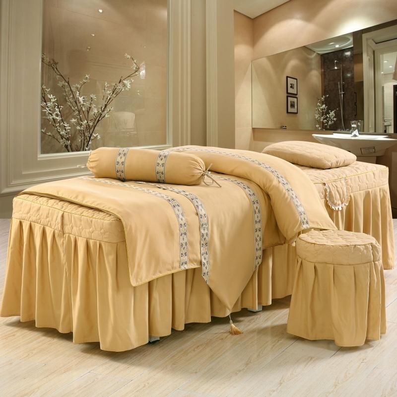 Thân thiện với da cotton vẻ đẹp giường bìa bốn bộ rắn màu massage giường đặt Châu Âu-phong cách đơn giản thẩm mỹ viện dành riêng bốn mảnh tùy chỉnh