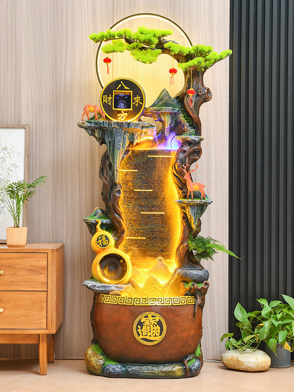 假山流水鱼缸循环树脂水流水轮喷泉摆件高端客厅乔迁开业送礼物