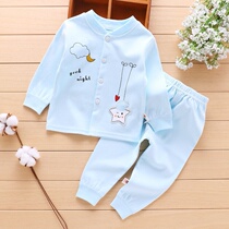Spring and autumn cotton Class A underwear set female boy baby newborn baby children open shirt buckle autumn clothes