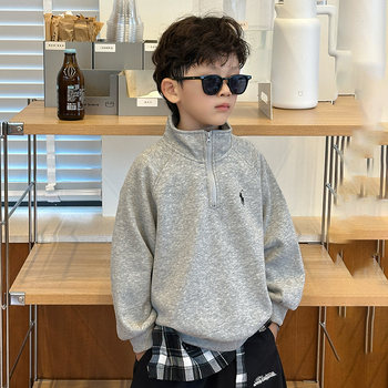 Boys' Spring and Autumn Sweatshirt 2025 New Style Boys' Autumn Casual Long-Sleeve Top Stylish Base Shirt Children's Trendy Clothing