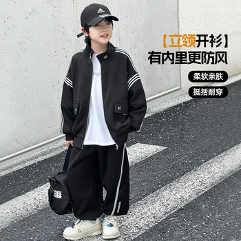 Boys' Spring and Autumn Jacket 2025 New Children's Autumn Wear Stand Collar Windproof Cardigan Top Boys' Trendy Sportswear