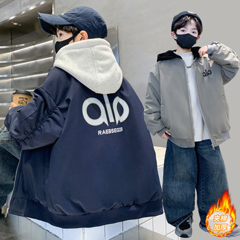 Boys' Winter Baseball Jacket 2025 New Style, Thickened Cotton-Padded Top for Older Children, Boys' Autumn and Winter Trendy Style
