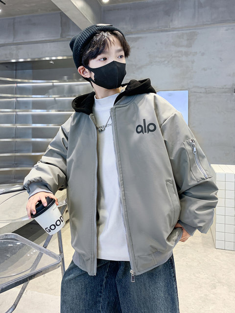 Boys' winter baseball uniform jacket 2025 new medium and large children's quilted thickened tops children's boys autumn and winter trendy