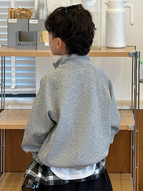 Boys' Spring and Autumn Sweatshirt 2025 New Style Boys' Autumn Casual Long-Sleeve Top Stylish Base Shirt Children's Trendy Clothing