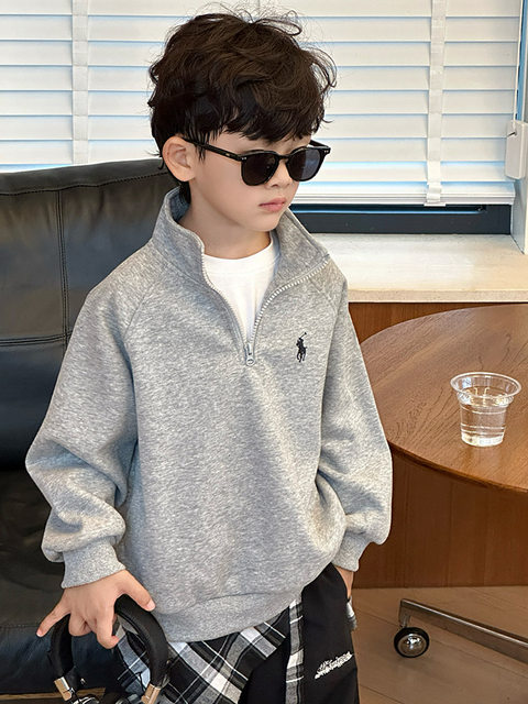 Boys' Spring and Autumn Sweatshirt 2025 New Style Boys' Autumn Casual Long-Sleeve Top Stylish Base Shirt Children's Trendy Clothing