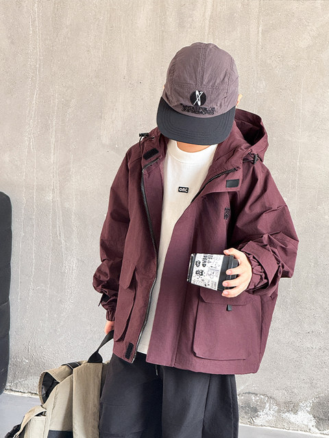 Boys' Spring and Autumn Jacket 2025 New Children's Autumn Workwear Jacket, Big Kids' Autumn Cool Trench Coat Trendy