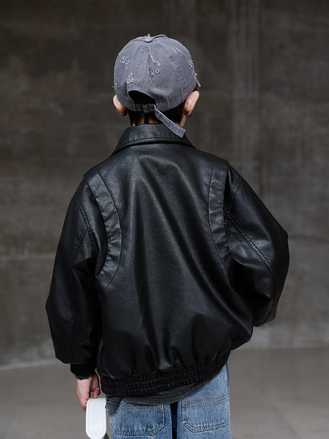Boys' Spring and Autumn Leather Jacket 2025 New Style, Stylish Children's Clothing, Autumn Jacket, Cool and Trendy Top