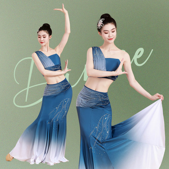 傣族舞蹈服装女2025新款西双版纳孔雀舞渐变演出服成人艺考套装