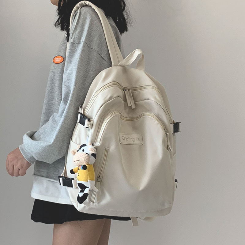 Vintage school bag female high school student Harajuku style class bag casual simple fashion backpack junior high school student shoulders - Taobao