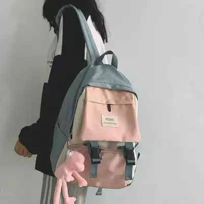 Korean version of ins schoolbag female Japanese Harajuku ulzzang students Contrast color hipster backpack tooling girl backpack