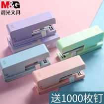 Morning light Morandi color stapler students use cute girl heart household binding machine portable stapler 12 standard universal multi-function book Fixing machine simple office labor saving stapler