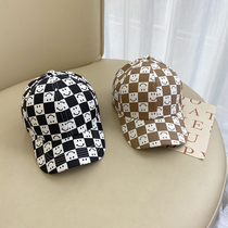 Smiley Face Chessboard Spring Summer Cotton Children Baseball Cap Casual Duck Tongue Cap Male Girl Baby Sun Sunscreen Hat