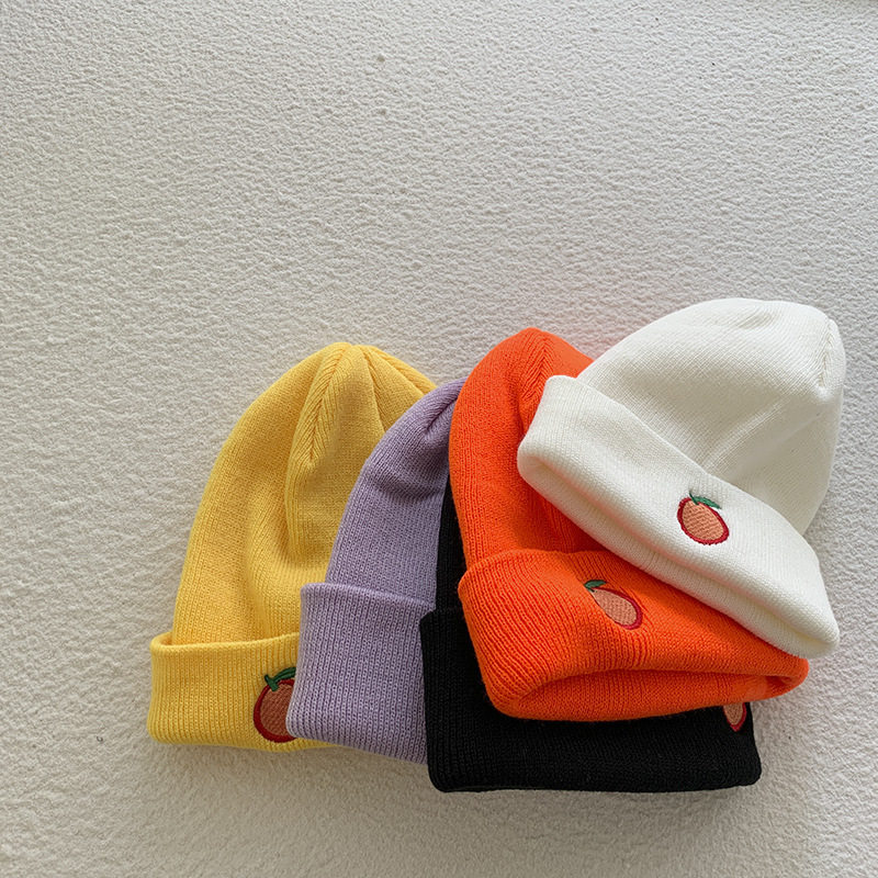 Korean children hat autumn winter warm hair line hat men and women baby fruits cute candy color knit headgear hat new