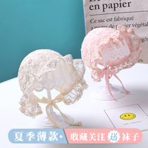 Baby hat summer thin baby girl court hat princess lace sun hat 0-3 6 newborn spring and autumn