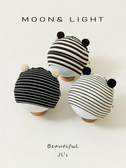 Infant and toddler hats spring and autumn double ball stripes sun protection thin newborn baby hats for male and female babies small month old pullover hats