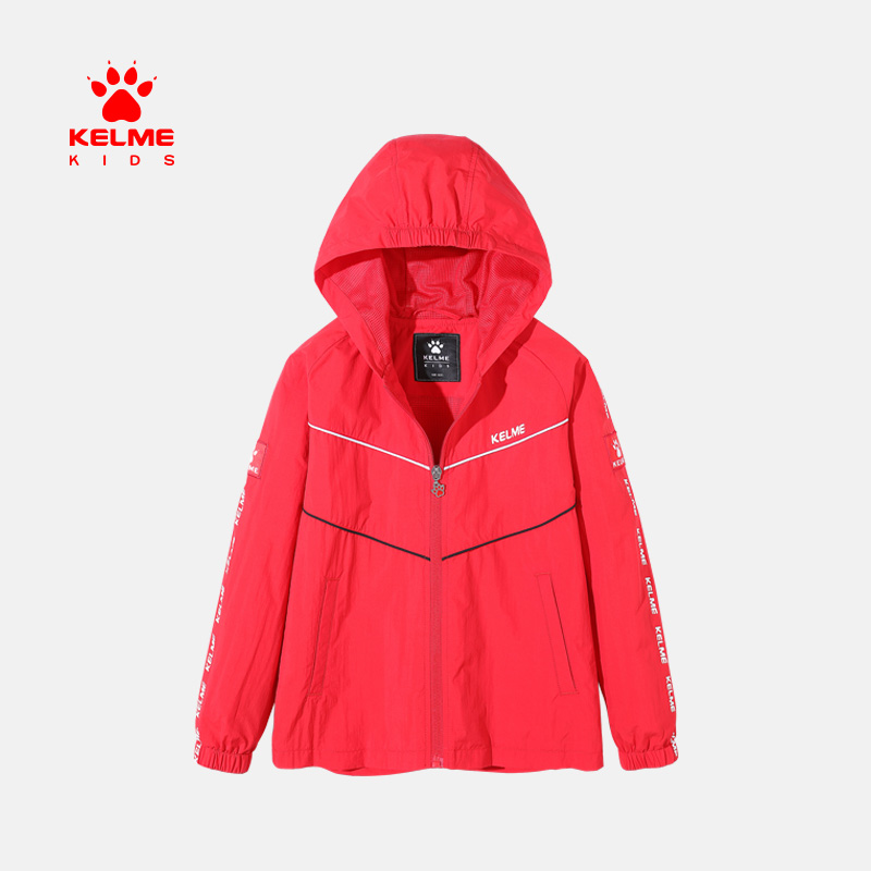 KELME KIDS CALME BOYS Winden đội mũ trùm đầu mùa xuân mới TRẺ EM STRING COAT THƯ PRINTTH