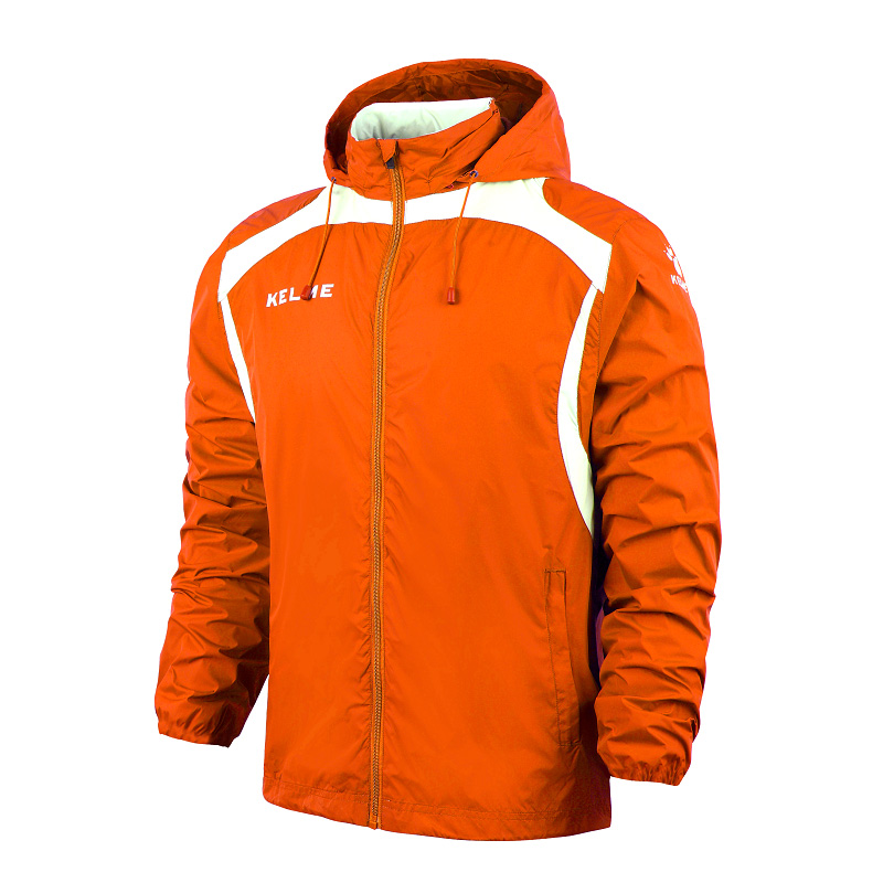 Kelme xe đẹp trai gái áo mưa lớn trai bóng đá đào tạo áo khoác chống thấm nước thể thao - Áo gió thể thao áo khoác gió nữ có mũ